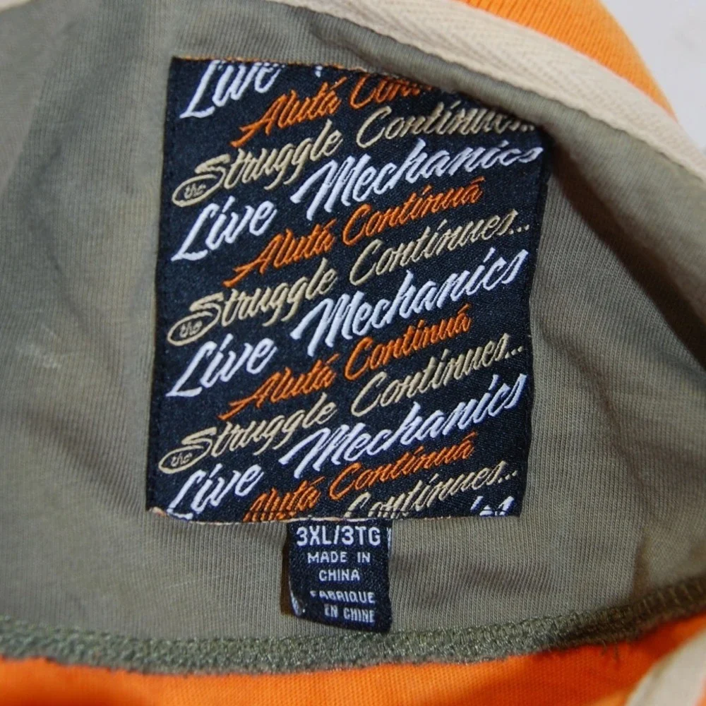 Y2K polo Shirt Men's Size‎ 3XL Live Mechanics AOP Embroidered Absract Streetwear